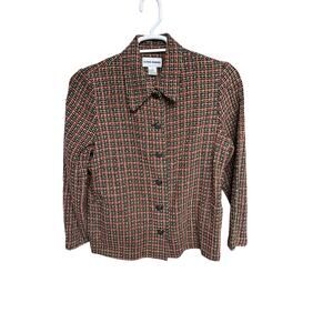 Women’s Fall Alfred  Dunner Brussels Jacket. Red Black Tan Size 8 Button Closure
